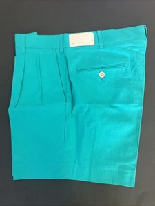 VINTAGE Aussie Men’s Shorts Pleated Size 32 Teal Blue New Old Stock 100% cotton - Picture 1 of 9