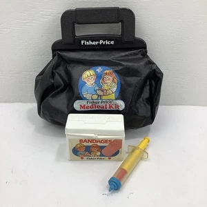 Vintage Fisher Price Medical Kit #2010 Medici Borsa Nera 1987 | Spedizione Gratuita - Foto 1 di 7