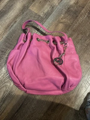 Bolso de Mano Michael Kors Jet Set Cadena Dorada Rosa Zinnia Cuero Guijarro 16x14 Foto 1 de 2
