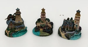 Bradford Exchange Kinkade Illuminato Faro Ornamenti Set 3 -4° Edizione {AY} - Foto 1 di 19