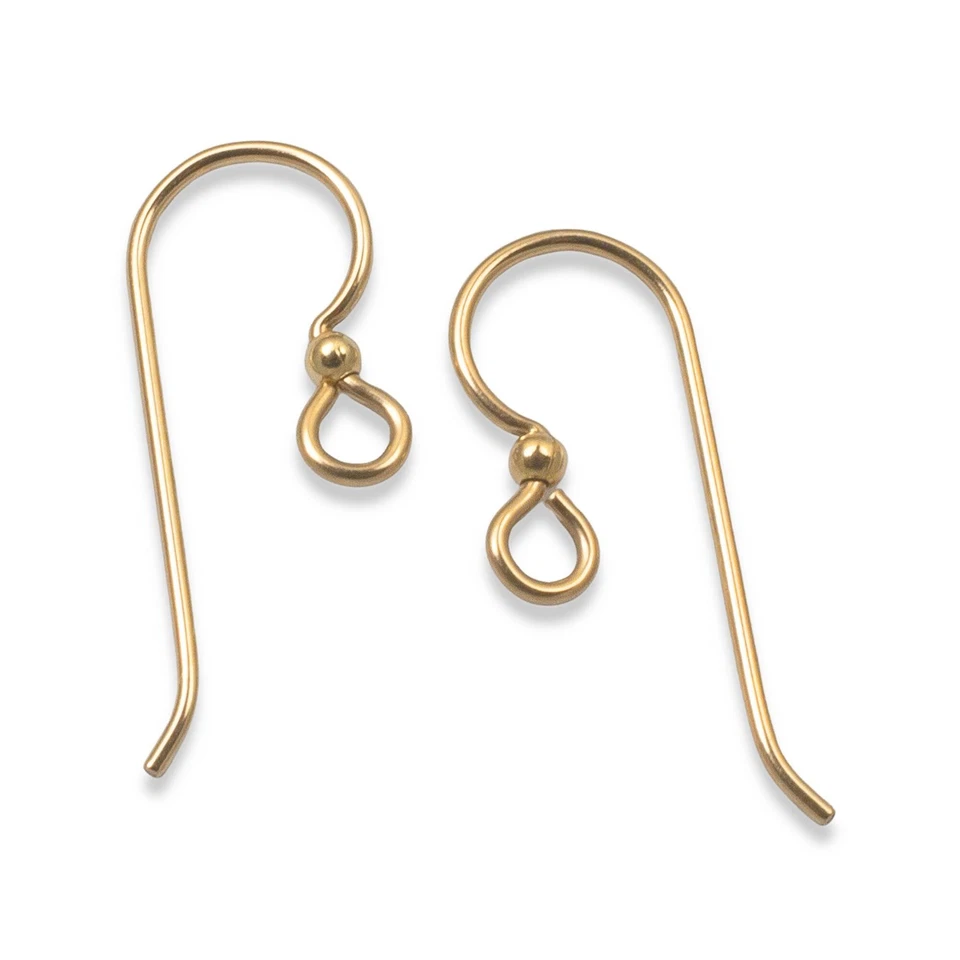 Alambres de oreja rellenos de oro premium 14/20 con cuentas de 2 mm, paquete de 10 hallazgos hechos en EE. UU. Foto 1 de 4