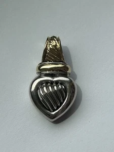 David Yurman -DY 925 Sterling Silver & 18K Heart Snap Clasp Pendant/pre owned - Picture 1 of 7