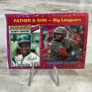 2025 Topps Heritage Chrome Pink Sparkle Father /Son Dusty and Darren Baker - Picture 1 of 2