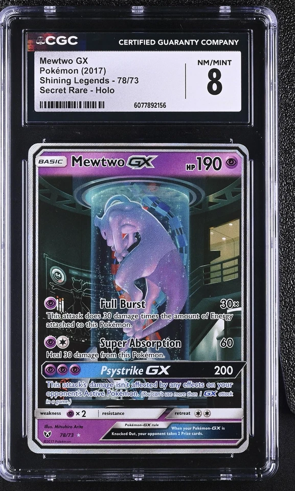 CGC 8 Mewtwo GX 2017 Shining Legends 78/73 Secret Rare Holo Pokemon Card - Image 1 of 2
