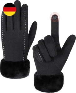 Elegant Winterhandschuhe, Winddicht Wollhandschuhe Damen mit Kunstfell Besatz Wa - Bild 1 von 7