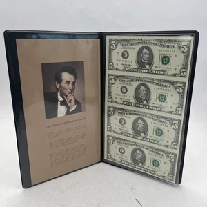 UNCUT UNC SHEET OF FOUR $5 DOLLAR BILLS SERIES 1995 - Bild 1 von 2