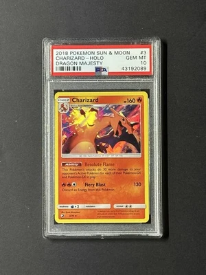 PSA 10 GEM 2018 POKÉMON CHARIZARD 3/70 DRAGON MAJESTY - HOLO - Image 1 of 3