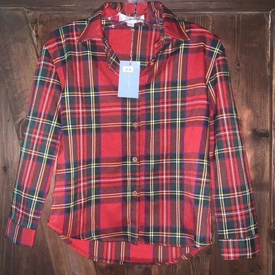 Peyton Bre Little Girl's Dress Button Down Shirt Sz 8 Red Plaid NWT Holiday Wear - Image 1 of 4