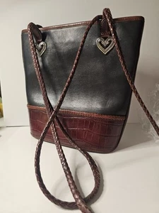 Brighton "Caroline" Vintage 90er Leder Bucket Bag Handtasche schwarz braun - Bild 1 von 8
