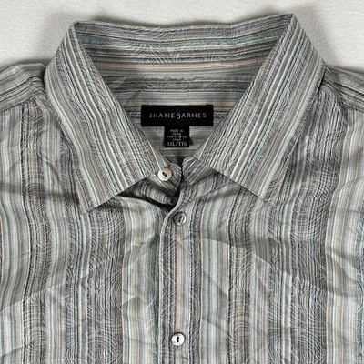 Jhane Barnes Shirt Men's XXL Geometric Abstract Silk Blend Casual Button Up - Image 1 of 4