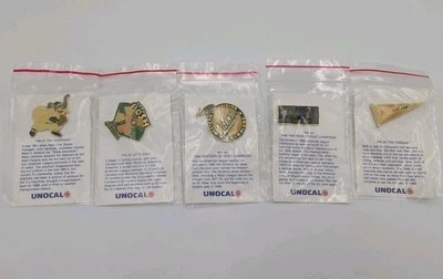 1988-89 Oakland Athletics A’s Baseball Lapel Pins #1, 2, 3, 4, 5 Unocal 76, NIP! - Image 1 of 4