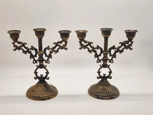 Vintage 2er Set Interpur dreistufige Messing Kerzenleuchter Made in Italy 5" hoch - Bild 1 von 20