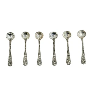 6 cucharas de sal florales de plata esterlina Kirk & Son de 2,3 pulgadas - Imagen 1 de 4