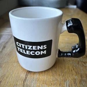 Taza de Colección Citizens Telecom Services Frontier Teléfono Negro Blanco Hecho en EE. UU. - Imagen 1 de 6