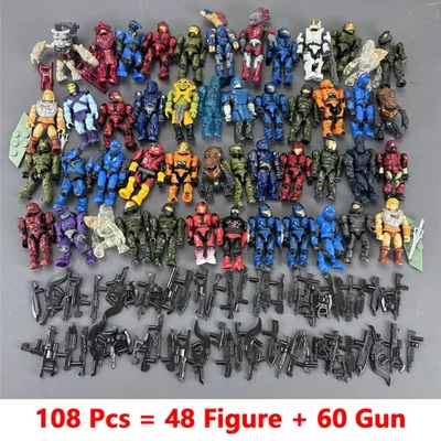 LOT  108Pcs (48 Figure +60 Gun) HALO Mega Bloks CONSTRUX Unsc Elite SPARTAN Toys - Image 1 of 4