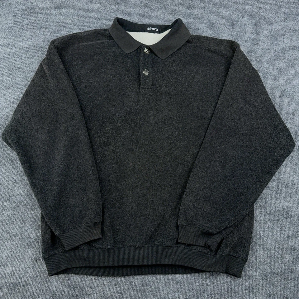 Vintage Ashworth Golf Sweatshirt Men’s XL Faded Black Terry Towel Crewneck 90s - Image 1 of 4