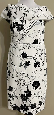 NWT Calvin Klein size 10 white black floral sleeveless sheath dress $118 - Image 1 of 4