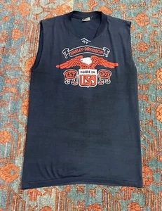 Vintage 70s Harley Davidson Eagle made in USA T shirt size large VICTORIA TEXAS - Picture 1 of 5