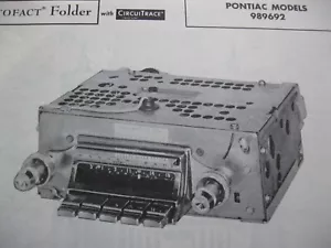 1961 PONTIAC 989692 WONDER BAR RADIO PHOTOFACT - Picture 1 of 1
