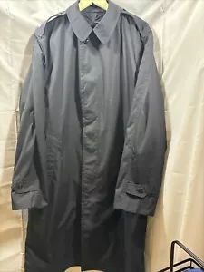 Black Trench Coat Men Size 44XL Lined Long - Picture 1 of 24
