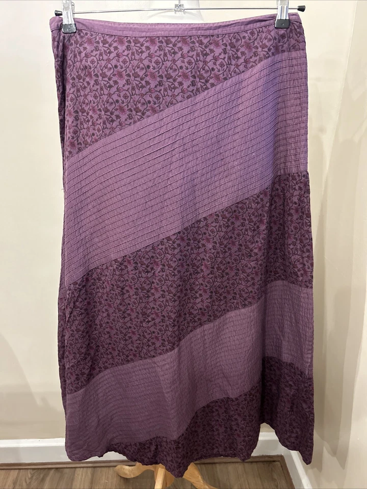 Dash Women’s Skirt Size Uk 14 Purple Floral Panelled A Line Midi Lined Cotton - Image 1 of 4