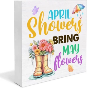 Spring Home Decor Farmhouse Spring Decorations April Showers Bring May 18 - Picture 1 of 7