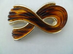 barrettes hair clips women France plastic gold brown bow,metal clip