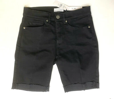 全新带标签 Loft 女式铐边黑色紧身百慕大牛仔裤牛仔卷边短裤  — 第 1/4 张图片