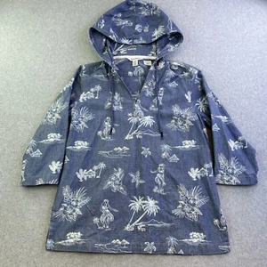 Tommy Bahama Hoodie Womens Small Blue 3/4 Sleeve Tropical Linen Outdoor Ladies - Picture 1 of 12