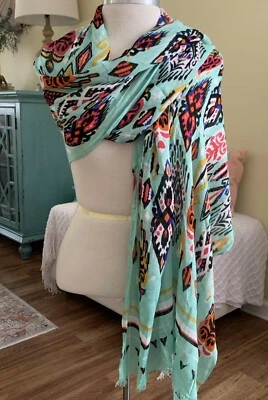 "Bufanda Vera Bradley Flecos Suave Pueblo 14640-K02 Multicolor Verde Rectángulo 71""" Foto 1 de 4