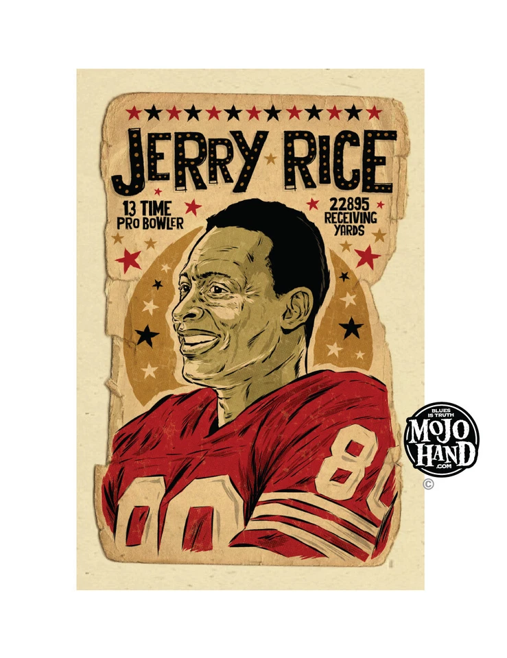 Jerry Rice 49ers art print - poster 12"x18" hand signed by the artist - Image 1 of 1