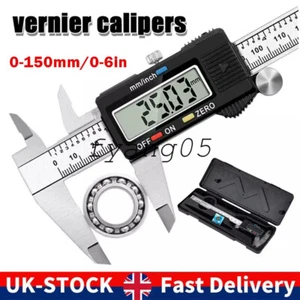 6'' LCD Digital Vernier Caliper Micrometer Measure Tool Gauge Ruler 150mm Black- - Picture 1 of 9