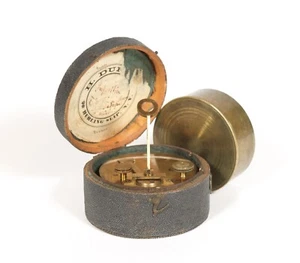 1850's Brass Box Sextant Sold By Henry Duren, Burling Slip NY * Cased & Labeled - Picture 1 of 14