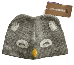 Patagonia Baby Winter Hat Owl Gray Knit 0-3 AMonths Baby NWT - Picture 1 of 7
