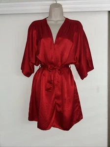 LOSOIE Silk Red Robe-Medium-Short Sleeves - Picture 1 of 5