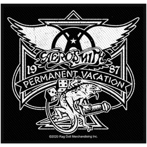 AEROSMITH PERMANENT VACATION 10CM WIDE WOVEN SEW ON PATCH OFFICIAL LICENSED - Picture 1 of 6