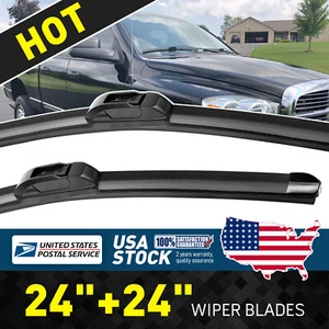 For Dodge Ram 1500 2500 3500 02-08 FRONT 24"&24" WINDSHIELD WIPER BLADE SET OEM - Picture 1 of 9