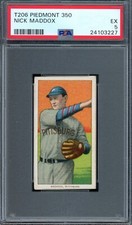 1909-11 T206 Nick Maddox Pittsburgh Pirates PSA 5 ***CREASE-FREE***