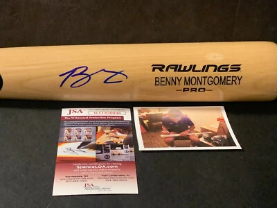 Benny Montgomery Rockies Auto Signed Engraved Bat JSA WITNESS COA Blonde - - Image 1 of 2