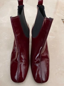 TopShop patent leather women booties burgundy color - Picture 1 of 5