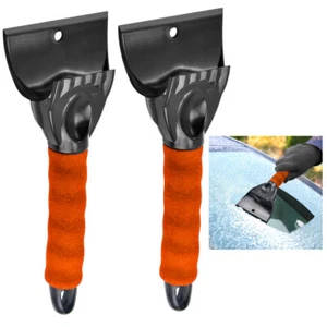 2 Pc Snow Ice Scraper Car Windshield Window Foam Handle Heavy Duty Frost Remover - Picture 1 of 6