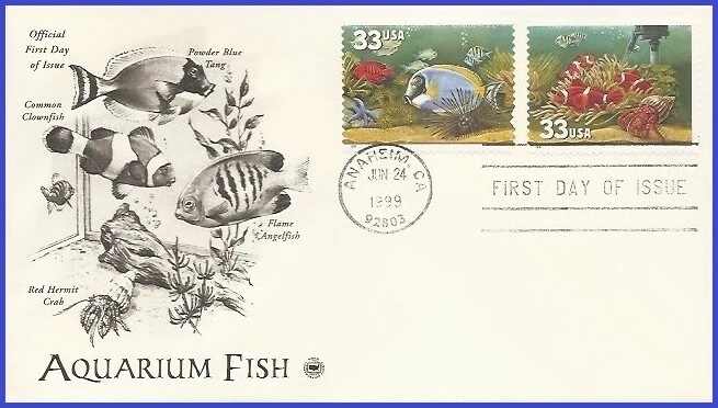 USA4 #3319 U/A PCS ARTCRAFT FDC STR2  Red FishBlue Fish - Image 1 of 1