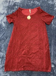 NEW Pink Blush maternity Burgundy Floral Lace Blouse Size Large - Picture 1 of 6