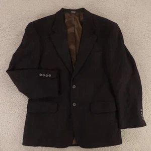 VTG Flannel Jacket M Blue Wool Blend Brushed Blazer Sport Coat Ukraine 40S - Picture 1 of 18