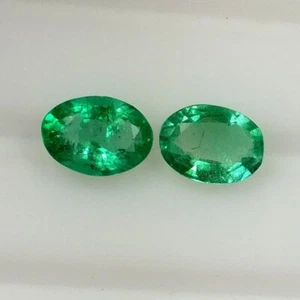 1.29ct Natural Ethiopian Emerald nice green fire oval pair gems for earring - Picture 1 of 5