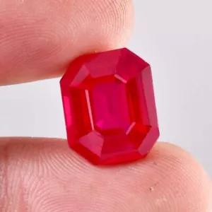 15.50 Ct Natural Mozambique Blood Red Ruby Emerald Cut Loose Gemstone Certified - Picture 1 of 5