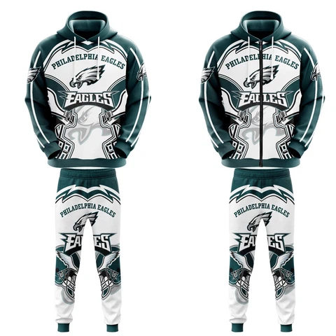 Philadelphia Eagles Tracksuit Set 2Pcs Mens Hoodie Sweatpants Jogging Sweatsuit Cover
