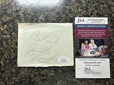 Joe Willie Namath Signed Cut JSA Certified Autograph Full Name Auto Rare  - Image 1 of 3