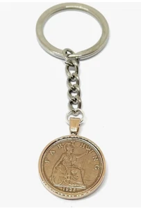 Massiver englischer Farthing 90. 1935 Schlüsselanhänger - Geschenkbox Idee 90. Geburtstag RG - Bild 1 von 1
