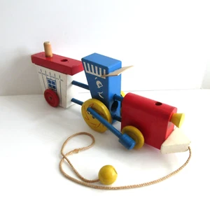 Vintage Wooden Pull Train Painted Childhood Interests Inc. NJ Right Time Toys - Picture 1 of 11